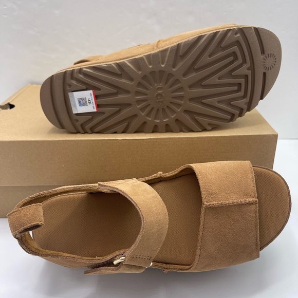 UGG GOLDENSTAR WMNS 10 HI Platform Sandals Chestnut Suede - Picture 3 of 16